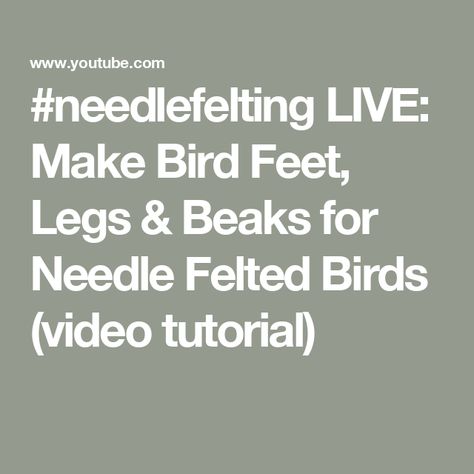 #needlefelting LIVE: Make Bird Feet, Legs & Beaks for Needle Felted Birds (video tutorial) Needle Felted Birds, Birds Beak, Birds Video, Felted Birds, Bird Beaks, Bird Gif, Needle Felting Tutorials, Faux Taxidermy, Felted Animals