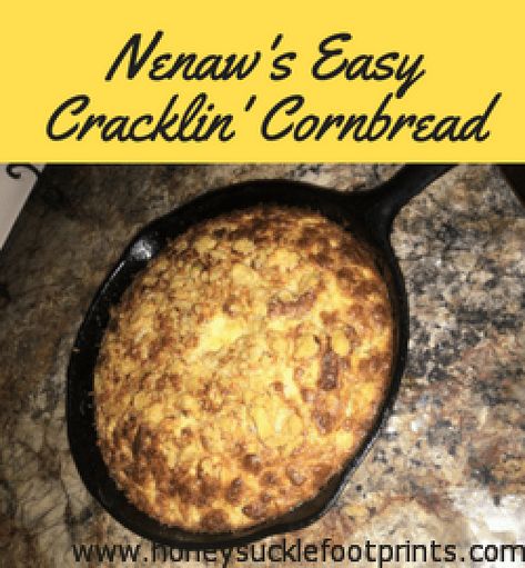 Easy, Cracklin' Cornbread, quick, simple, cast iron skillet Cracklin Bread Recipe, Cracklin Bread, Cornbread Ideas, Crackling Cornbread, Cracklin Cornbread, Cornbread Fritters, Yummy Nummies, Easy Diner, Easy Cornbread Recipe