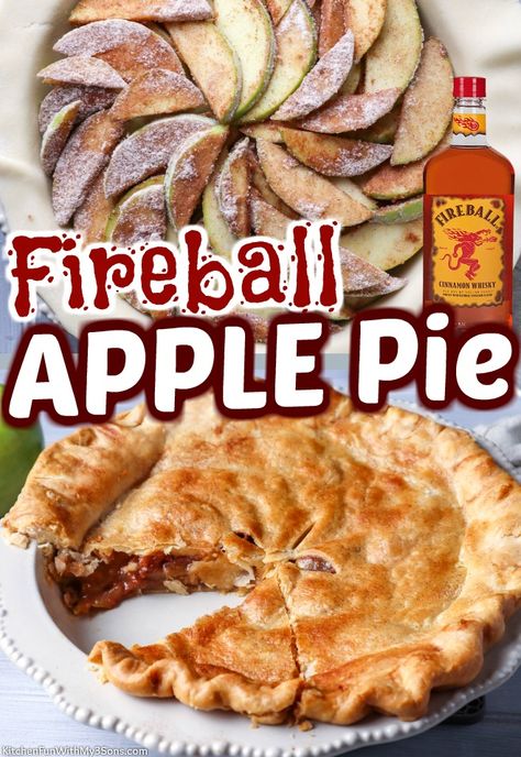 Fireball Apple Pie Recipe, Fireball Apple Pie, Apple Pie With Caramel, Caramel Kitchen, Apple Poke Cake, Fireball Recipes, Fireball Whiskey, Apple Hand Pies, Classic Apple Pie