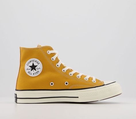 Converse All Star Hi 70s Trainers Sunflower Black Egret - Unisex Sports 70s Trainers, Converse 70s, Converse All Star, Chuck Taylor Sneakers, Chuck Taylor All Star, 70s Fashion, Converse High Top Sneaker, Converse Chuck Taylor High Top Sneaker, Converse Sneaker