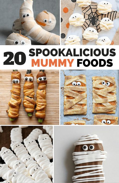 Mummy Dessert, Mummy Treats, Mummy Cupcakes, Easy Halloween Treats, Creative Treats, Kids Food Crafts, Vegetarian Kids, Kids Holidays, Hello Wonderful