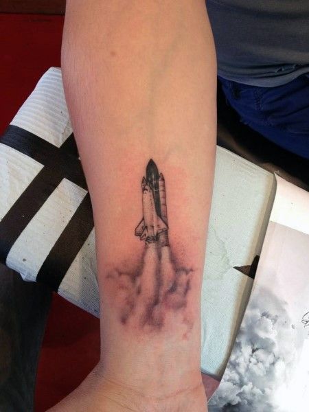 Rocket Tattoo, Outer Forearm Tattoo, Astronaut Tattoo, Small Chest Tattoos, Simple Tattoos For Guys, Planet Tattoos, Full Arm Tattoos, Cloud Tattoo, Neck Tattoo For Guys