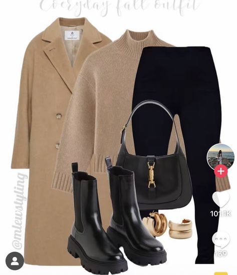 Chelsea Boots Styling, Camel Coat Winter Outfit, Outfit With Boots Black Women, Outfits With Camel Coat, Leggings Chelsea Boots Outfit, Chelsea Boots Outfit Leggings, Styling Leggings Fall, Gucci Sweater Outfit, Chunky Turtleneck Sweater Outfits