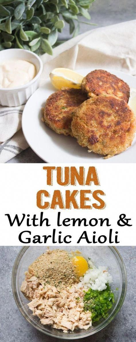 Tuna Cakes Easy, Tuna Cakes Recipe, Cakes With Lemon, Lemon Garlic Aioli, Tuna Recipe, Tuna Patties, Tuna Cakes, Aioli Recipe, Garlic Aioli