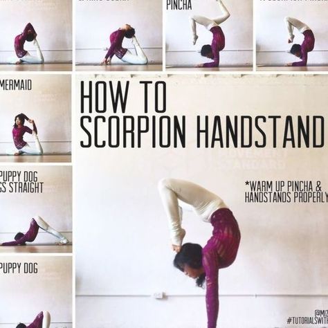 Scorpion Handstand, Handstand Poses, Handstand Progression, Bombshell Fashion, Scorpion Pose, Poses Art, Crunches Workout, Dog Leg, Yoga Posen