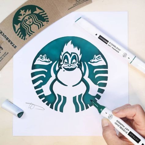 Starbucks Logo Drawing, Starbucks Mermaid, Mermaid Logo, Mocha Frappuccino, Disney Logo, Disney Nursery, Pix Art, Starbucks Logo, Marker Drawing