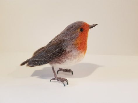 Robin Nest, Tovad Ull, Robin Redbreast, Needle Felted Christmas, Bird Stand, Robin Bird, Needle Felting Kits, Felt Wool, Winter Bird