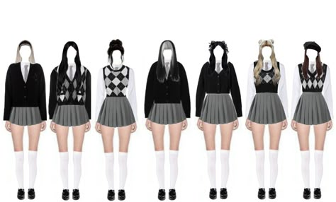 school outfit Kpop School Outfits Stage, Kpop School Outfits, 7 Member Kpop Girl Group Outfits, Bon Bon Chocolate, Korean School Outfits, Korean Fashion Kpop Inspired Outfits, Kpop Clothes, Kpop Stage, Group Outfits