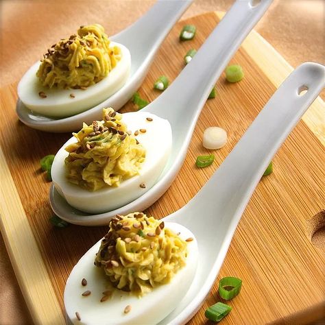 Japanese Deviled Eggs Recipe | Allrecipes Wasabi Deviled Eggs, Spicy Deviled Eggs, Deviled Egg Recipes, Devil Eggs, Easter Food Appetizers, Devilled Eggs, Japanese Party, Best Deviled Eggs, Bacon Deviled Eggs