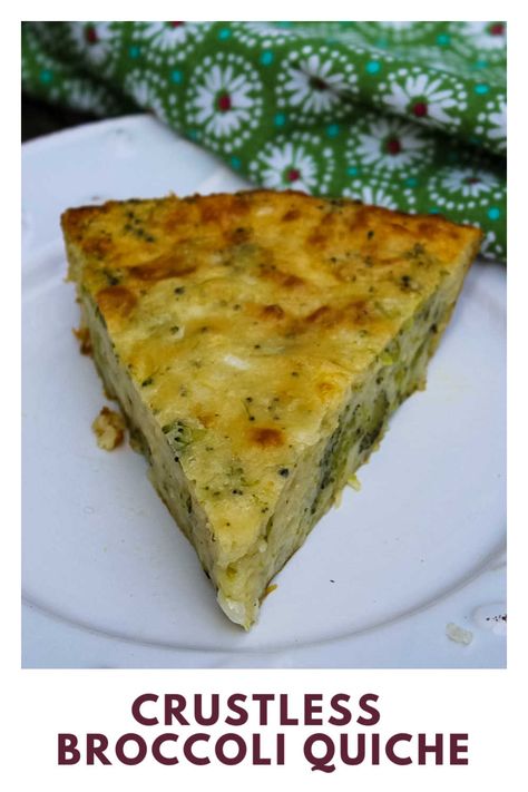 This Crustless Broccoli Quiche forms its own crust while baking. It is full of broccoli and cheddar cheese flavors and is great warmed up! #broccoli #quiche #cheddar #GHBrecipes #easy #baking #vegetarian #homemade #recipe Easy Crustless Quiche, Crustless Broccoli Quiche, Broccoli Quiche Recipes, Quiche Recipes Crustless, Crustless Quiche Recipe, Broccoli And Cheddar, Broccoli Quiche, Breakfast Quiche Recipes, Quiche Recipes Easy