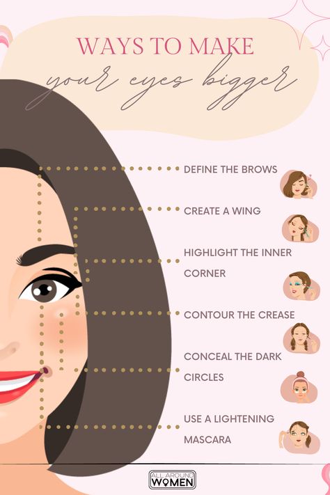 Ways To Make Your Eyes Bigger, Bigger Eyes How To Make Eyes Look Bigger With Makeup, Makeup For Small Eyes To Look Bigger, Makeup To Make Eyes Look Bigger, How To Make Eyes Look Bigger, 50s Hair And Makeup, Daytime Eyeshadow, Make Eyes Look Bigger, Make Eyes Bigger, 50s Hair