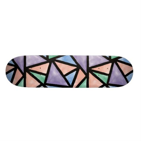 Diy Skateboard Deck, Skateboard Inspiration, Skateboard Ideas, Diy Skateboard, Painted Skateboard, Skateboard Designs, Custom Skates, Watercolor Geometric, Skateboard Deck Art