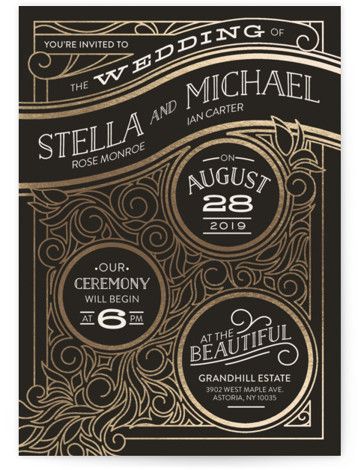 Vintage, Black Wedding Invitations From Minted By Independent Artist GeekInk Design. Noir IFS. Aqua Blue Wedding, Gala Invitation, Art Deco Invitations, Gala Themes, Gala Ideas, Fundraising Gala, Night Stars, Foil Pressed Wedding Invitations, Gala Events