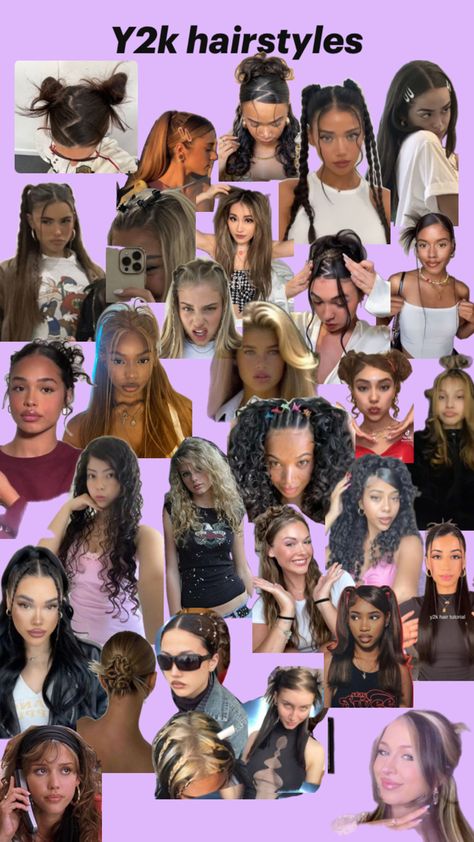 Ways to suit the aesthetic better 😍. (If you repost this please tag me)(I made it). 2000s Hairstyles, Battle Of The Bands, Y2k Hairstyles, Y2k Party, Party Hairstyles, Find Your Style, I Made It, Y2k Style, Made It