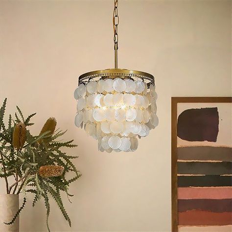 Seashell Chandelier, Capiz Shell Chandelier, Waterfall Chandelier, Boho Chandelier, Coastal Lighting, Shell Chandelier, Tiered Chandelier, Lighting Bedroom, Farmhouse Pendant Lighting