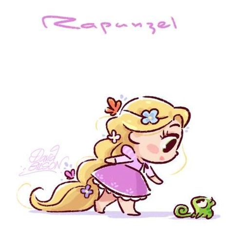 Rapunzel [feat. Pascal] (Drawing by PrinceKido @deviantART) #Tangled Rapunzel, Tangled, Purple, Disney, Hair, Kawaii