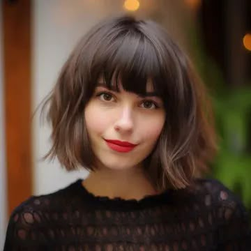 https://timeless-hairstyles.com/wp-content/uploads/2023/12/Shaggy-Bob-with-Fluffy-Bangs-scaled.webp Basic Bob Haircut For Women, Tousled Bob With Bangs, Bob With Bangs Oval Face, Bob With Fringe Thick Hair, Chin Length Shaggy Bob With Bangs, Shaggy Bob Haircut With Bangs, Shaggy Bob With Fringe, Shaggy Bob Hairstyles With Bangs, Textured Bob With Bangs