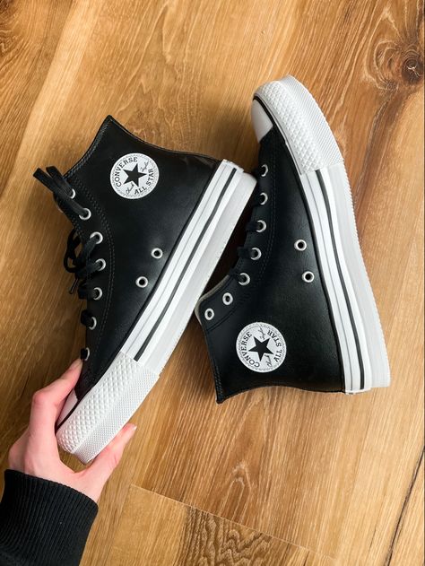 Leather Platform Converse, Black Platform Converse, Black Leather Converse, Converse Platform, Leather Converse, Platform Converse, Black Platform, Shoe Dazzle, Converse All Star