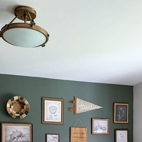 Playroom Ideas Paint Colors, Green Walls Boys Bedroom, Board And Batten With Picture Ledge, Hunter Green Boys Room, Little Boys Room Paint Ideas, Accent Wall Boys Room, Boy Room Green, Green Boy Room, Boys Green Bedroom Ideas