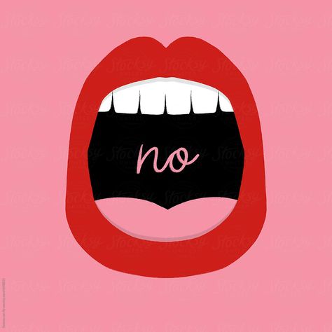 Open mouth saying no, illustration by Gemma can fly for Stocksy United Mouth Shouting Drawing, Say No Illustration, Mouth Open Illustration, No Illustration, Lip Illustration Art, Speak Up Illustration, Open Mouth Illustration, Mouth Open Drawing, Mouth Design