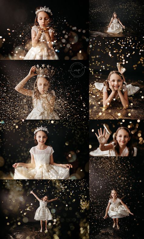 Danielle's Glitter Mini Session | Calgary + Airdrie Portrait Photographer Kids New Years Photoshoot Ideas, Black Background Christmas Photoshoot, New Year Mini Session, New Year’s Photoshoot, Glitter Minis Photography, Glitter Session Photography, New Year Studio Photoshoot, New Year Photoshoot Ideas Kids, Glitter Mini Session