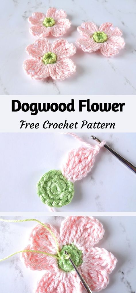 Crochet Azalea Flower, Free Small Crochet Flowers, Crochet 3d Flowers Free Pattern Diagram, Crochet Flower Step By Step, Dogwood Crochet Pattern, African Flower Crochet Pattern Bags, Crochet Flowers Free Pattern For Hats, Crochet Flower Baby Mobile, Crochet Flower Embroidery