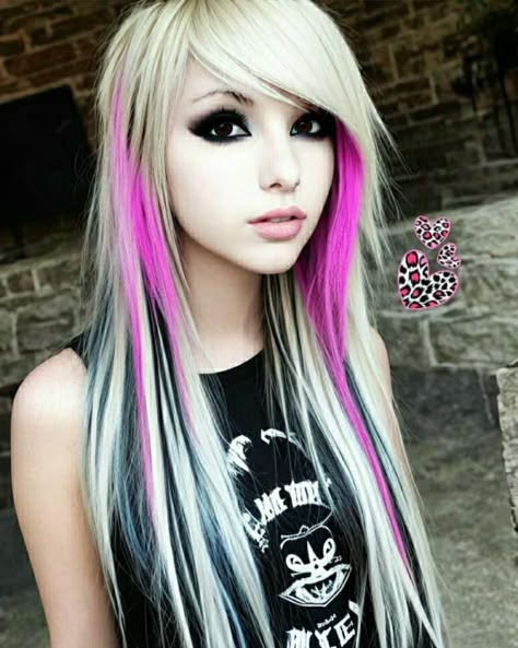 Scene Hair Wig, Emo Haircuts Long, Blonde Emo Hair, Mcbling Hair, Scenemo Hair, Scene Haircut, Scene Kid Hair, Blonde Scene Hair, Emo Hair Color