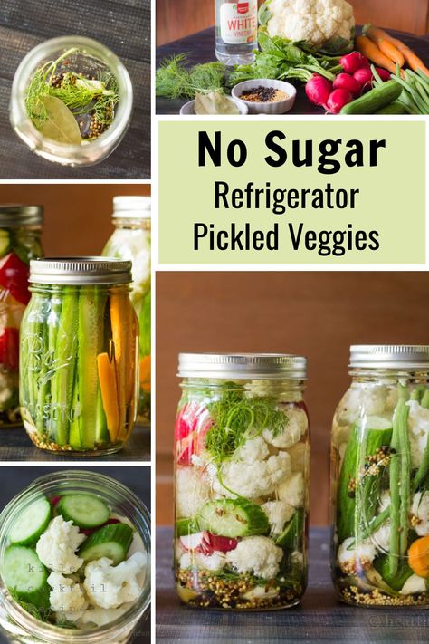 Vegan Canning, Pickling Vegetables Recipe, Fridge Pickled Vegetables, Sweet Pickled Vegetables Recipe, Refrigerator Pickled Vegetables, Pickling Vegetables, Pickled Vegetables Recipe Canning, Easy Vegetable Pickling Recipes, Pickled Vegetables Recipe Refrigerators