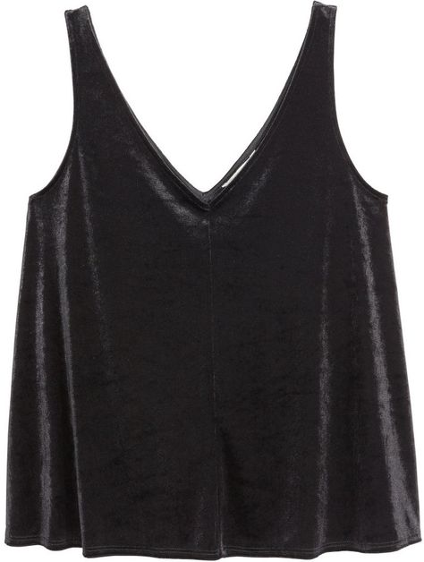 H&M Velvet Tank Top - Black Hair Stylist Outfit, Black Brown Hair, Velvet Tank Top, Small Wardrobe, Velvet Tank, Lace Cami Top, V Neck Tank Top, H&m Women, Party Tops