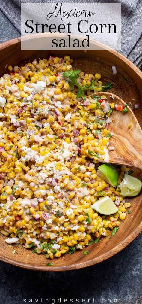 Street Corn Salsa, Charred Corn Salad, Summer Corn Recipes, Mexican Street Corn Salad Recipe, Easy Corn Salad, Easy Chicken Enchilada Recipe, Street Corn Salad, Fresh Corn Salad, Mexican Corn Salad