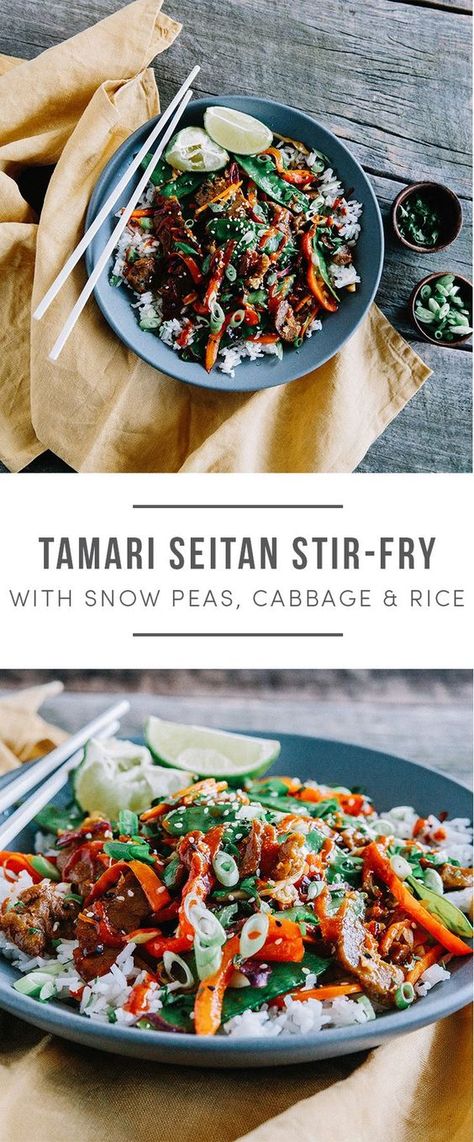 Stir Fry With Snow Peas, Stir Fry Vegan, Seitan Recipes, Green Chef, Vegan Rice, Meal Kits, Snow Peas, Vegan Bowls, Seitan