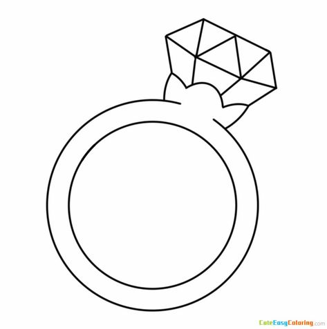 Diamond Ring Clipart, Diamond Coloring Page, Wedding Epoxy, Ring Template, Ring Drawing, Ring Vector, Eid Crafts, Favorite Engagement Rings, Rangoli Patterns