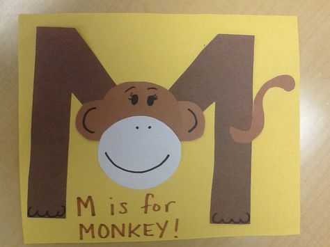 Letter M Monkey Craft, M Is For Monkey Craft, Letter M Preschool Crafts, Letter M Crafts For Toddlers, M Is For Craft, M Is For, Letter M Crafts For Preschoolers, M For Monkey, M Is For Monkey