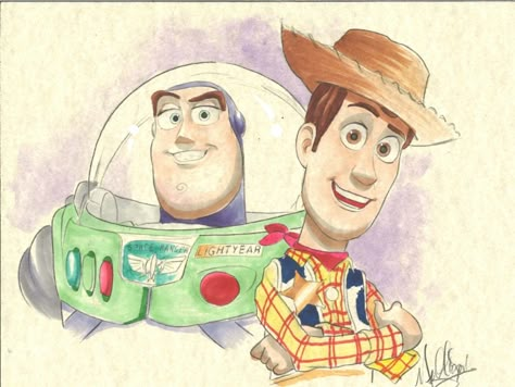 Woody & Buzz Lightyear by James Mulligan Toy Story Tattoo, Disney Pop Art, Batman Tattoo, Drawing Toys, Toy Story Characters, Woody And Buzz, Disney Pixar Movies, Cute Disney Drawings, Toy Story Buzz