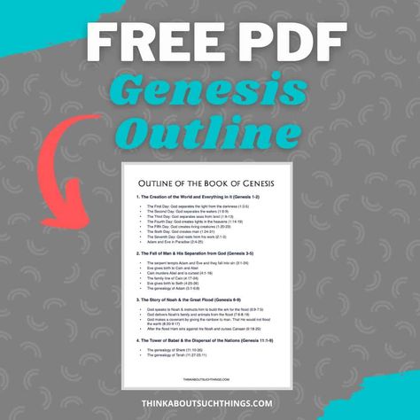 Genesis Study Guide, Book Of Genesis Overview, Bible Book Outlines Free, Bible Outline Free Printable, Genesis Bible Study For Kids, Genesis Timeline, Book Of Genesis Bible Study, Genesis Bible Study Notes, Genesis Bible Journaling Notes