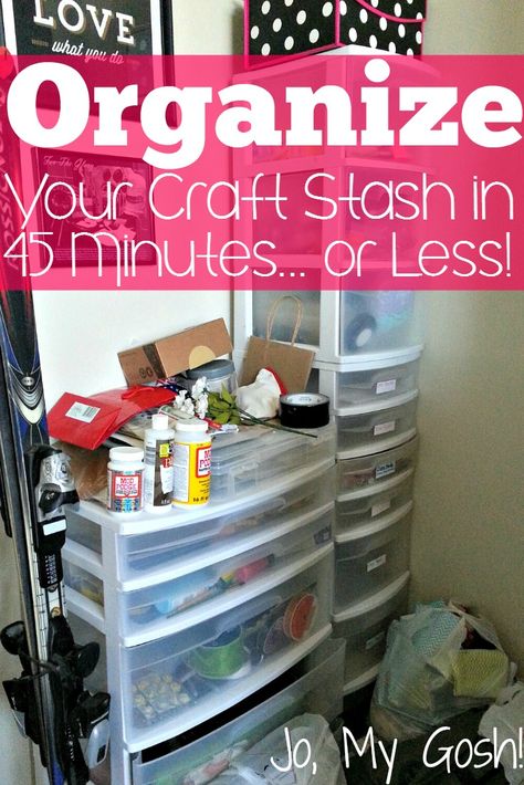 'Organize Your Craft Stash in 45 Minutes...or Less...!' (via Jo, My Gosh!) Organized Craft Room, New Bathtub, Shoebox Ideas, Sewing Room Storage, Scrapbook Organization, Organize Craft Supplies, Dream Craft Room, Craft Stash, Craft Area