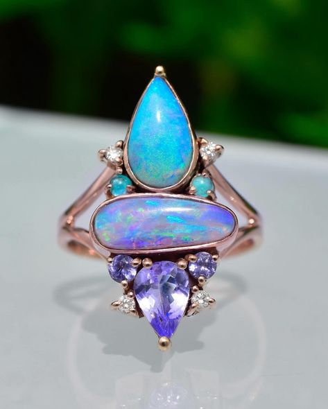 Thank you all so much for the love and support for my Equinox collection! These 5 amazing opal and turquoise gemstone Talisman Rings are still available! I’m so grateful to have such a wonderful community here cheering me on with each successive piece and collection, feeling the vibes and every little like, comment and of course my collectors!!. You are making my dreams come true, and making it possible for me to continue to evolve 🥰 1) Rate robins egg blue turquoise and tourmaline statem... Opalescent Sapphire, Alchemy Jewelry, Trinity Ring, My Dreams Come True, Handmade Angels, Split Shank Ring, Heirlooms Jewelry, Fire Opal Ring, Paraiba Tourmaline