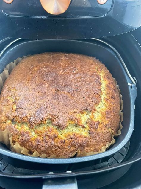 Air Fryer Recipes For Beginners | The banana and walnut cake i made in the air fryer today, and yum it is. | Facebook Air Fryer Banana Bread, Air Fryer Banana, Air Fryer Recipes For Beginners, No Rise Bread, Walnut Cake, Baked Banana, Recipes For Beginners, Ripe Banana, Fryer Recipes