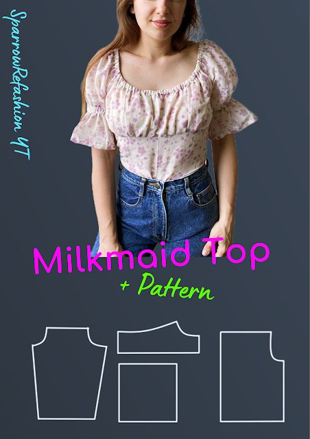 Sparrow Refashion ,Sewing , Thrift flip and refashion Blog o przeróbkach i szyciu ubrań diy Easy Corset Diy, Milkmaid Top Pattern, Cottagecore Tops, Corset Diy, Sparrow Refashion, Bustier Pattern, Sewing Garments, Dress Sewing Patterns Free, Milkmaid Top