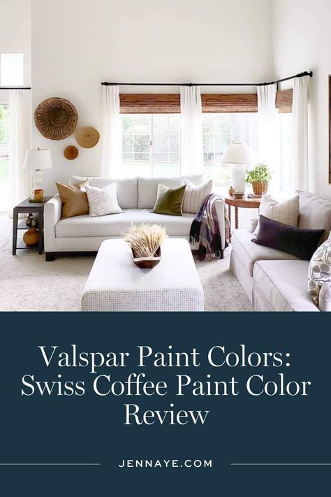 Valspar Best White Colors: From Cool Tones to Warmer White Valspar White Paint Colors, Valspar Du Jour, Valspar Swiss Coffee, Swiss Coffee Paint Color, Swiss Coffee Paint, Paint Color Pallets, Coffee Paint, Valspar Paint Colors, Feminine Room