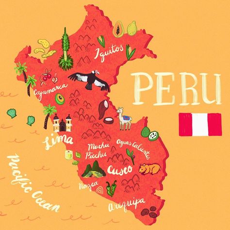 Working on some illustrated maps . . . #illustratedmap #travelillustration #map #peru #illustration #editorialillustration Peru Illustration, Peru Map Illustration, Peru Poster, Peru Map, Physical Map Of South America, Nursery Hacks, Map Of Colombia, Colombia Map, South America Map