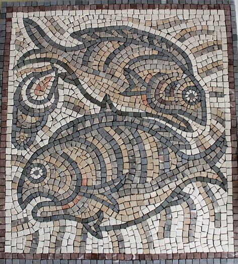 Qasr Libya fish mosaic copy Roman Mosaic Art, Mosaic Roman, Roman Mosaics, Byzantine Mosaic, Roman Mosaic, Modern Mosaics, Mosaic Tile Art, Pebble Mosaic, Ancient Designs