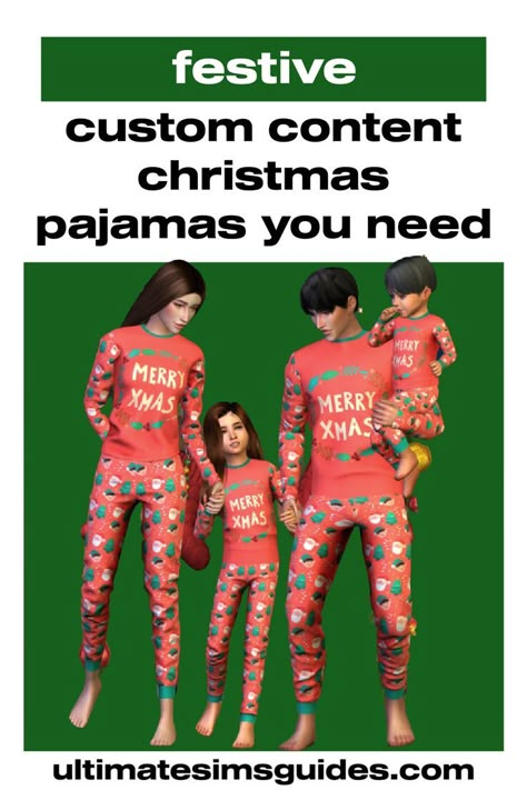 Christmas is the most wonderful time of the year and these sims 4 cc christmas pajamas are the cutest out there, there are custom content pajamas for kids, toddlers and every other age too so you can have a great time with Father Winter. #thesims4 #sims4cc Sims 4 Matching Christmas Pjs, Christmas Pajamas Sims 4 Cc, Sims4 Christmas Clothes, Sims 4 Infant Christmas Cc, Sims 4 Christmas Pajamas, Sims 4 Cc Christmas Clothes, Sims 4 Christmas Cc Clothes, Sims 4 Christmas Cc, Holiday Family Outfits