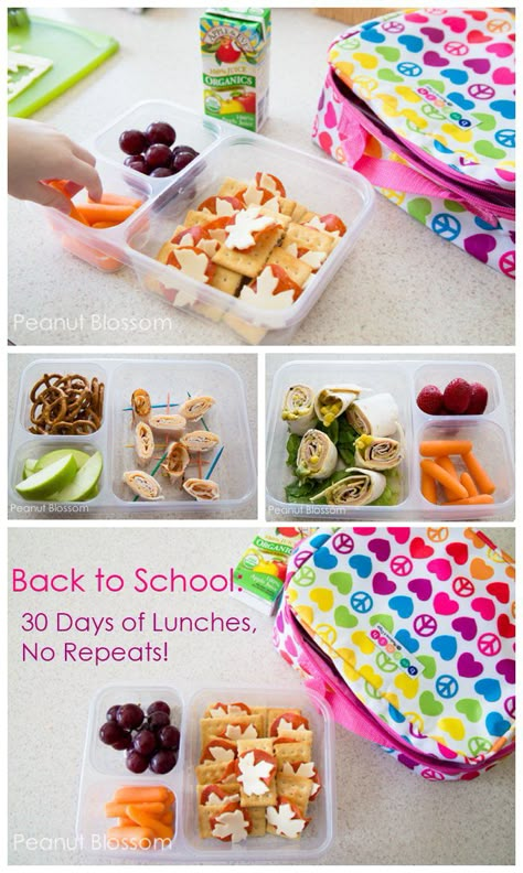 Back to School: 30 Days of Lunchboxes, No repeats! Great kid-friendly combos your little student will actually eat but take just minutes to pull together. Ideas For School Lunches, Toddler Treats, Homeschool Meals, Adult Lunchables, Bento Lunches, Picky Kids, Whats For Lunch, Fun Lunch, Toddler Food