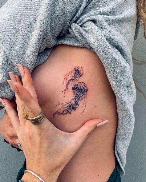 Wrist Tattoos For Women Aesthetic, Jellyfish Tattoo Placement, Abdominal Tattoos Women Lower, Peaceful Tattoo, Sky Tattoos, Cowgirl Tattoos, 16 Tattoo, Jellyfish Tattoo, Stylist Tattoos