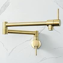 Wall Mount Kitchen Faucet, Pot Filler Kitchen, Modern Kitchen Sinks, Wall Faucet, Double Jointed, Pot Filler Faucet, Wall Mount Faucet, Pot Filler, Gold Sign