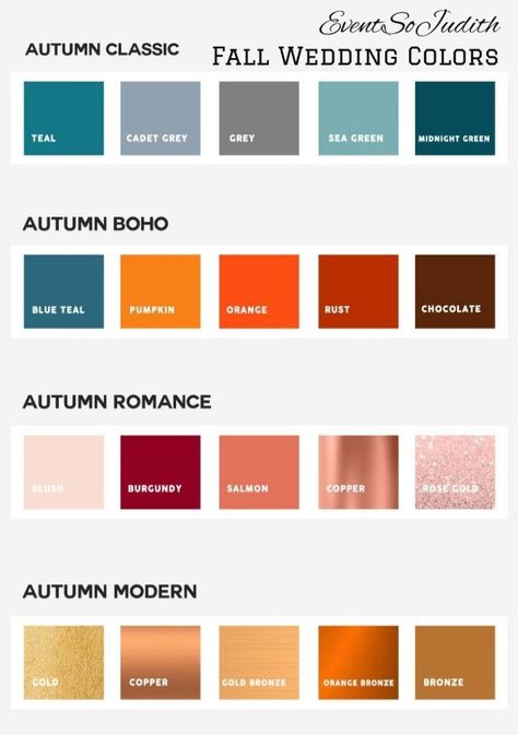 November Wedding Colors, Fall Wedding Colors October, October Wedding Colors, September Wedding Colors, Teal Wedding Colors, Fall Wedding Color Schemes, Wedding Color Pallet, Marriage Ideas, Fall Wedding Color Palette