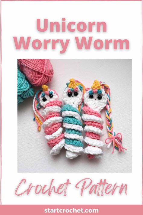 Unicorn Worry worm Crochet Pattern Worry Worms Crochet Pattern, Worry Worm Crochet Pattern Free, Kitten Toys Diy, Crochet Worry Worm Free Pattern, Crochet Worry Pet, Worry Worm Pattern, Worry Worm Crochet Pattern, Worm Crochet Pattern, Crocheted Keychains