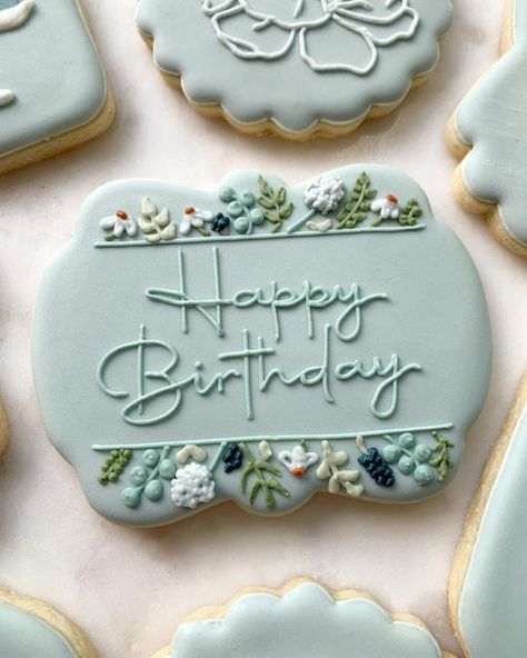 65 Birthday Cookies Decorated, Birthday Cookies For Adults, Decorated Birthday Cookies For Women, Classy Birthday Cookies, 80 Birthday Cookies Decorated, 70th Birthday Cookies Decorated Woman, Flower Cutout Cookies, Floral Sugar Cookies Decorated, 90th Birthday Cookies Decorated