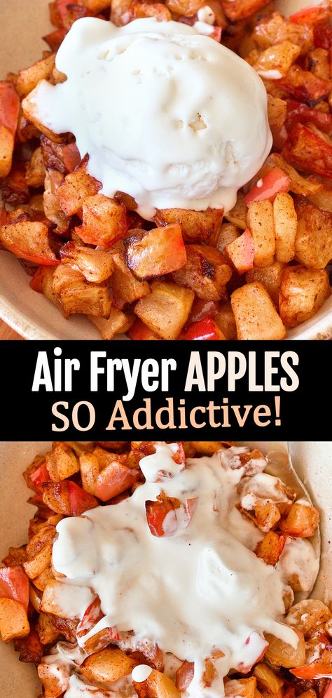 Fried Apples In Air Fryer, Air Bake Recipes, Air Fry Fruit, Air Fryer Apple Sticks, Air Fried Apples Healthy, Apple Crisps In Air Fryer, Baked Apple In Air Fryer, Baked Apples Recipe In Air Fryer, Best Things To Air Fry